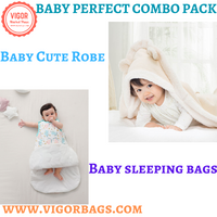 Cute Robe For your New born Baby & Cotton Baby sleeping bags Combo - MOQ 10 Pcs