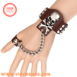 Rock ring conjoined ghost head leather bracelet Dance show accessories
