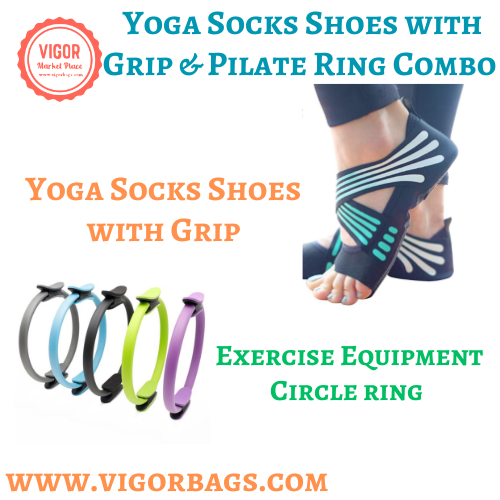 Power Yoga Socks Shoes with Grip & Pilate Ring Combo Pack(Bulk 3 Sets)