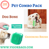 Dog Squeaky Bone Stick Toy Chew Toothbrush & Grooming Brush - MOQ 10 Pcs