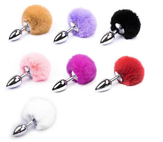 Bunny Tail Butt Plug Baby Pink Or White Variations - MOQ 10 Pcs