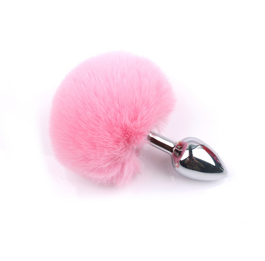 Bunny Tail Butt Plug Baby Pink Or White Variations - MOQ 10 Pcs