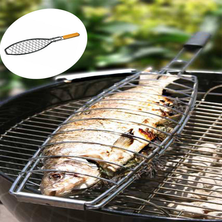 BBQ-Grill Basket, Kebab, Fish Basket Stainless Steel Foldable Nets Portable