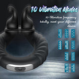 USB Rechargeable Erection 10 Speeds Silicone Male Cock Ring Multi Speed Vibrator