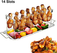 BBQ Chicken Drumsticks Rack Stainless Steel Roaster Stand with Drip Pan - MOQ 5 Pcs