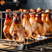 BBQ Chicken Drumsticks Rack Stainless Steel Roaster Stand with Drip Pan - MOQ 5 Pcs
