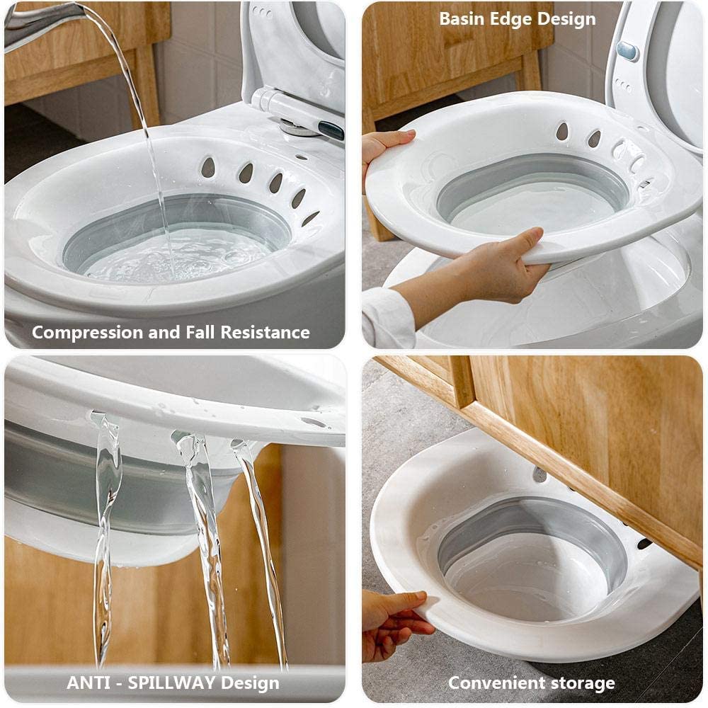 Sitz Bath With Hand Flusher & Nozzle - Deep Cleanse(Any Color)