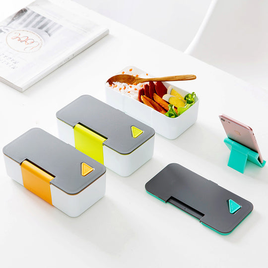 Bento Single layer Plastic Lunch Box - Mobile Phone Holder - MOQ 30 Pcs