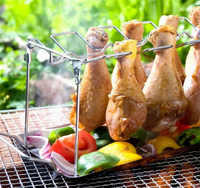 BBQ Chicken Drumsticks Rack Stainless Steel Roaster Stand with Drip Pan