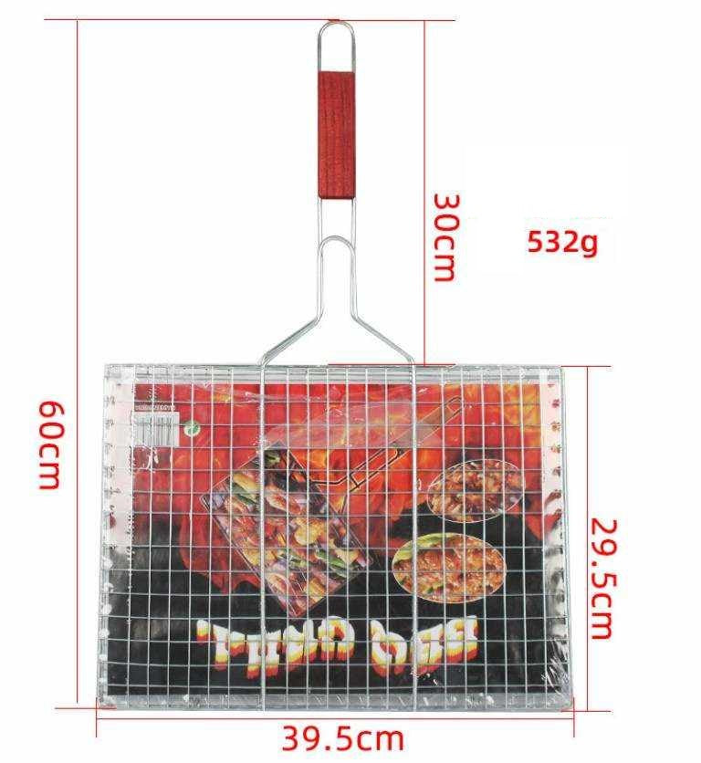 BBQ-Grill Basket, Kebab, Fish Basket Stainless Steel Foldable Nets Portable