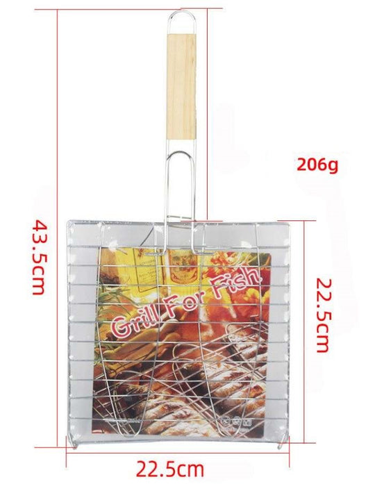 BBQ-Grill Basket, Kebab, Fish Basket Stainless Steel Foldable Nets Portable