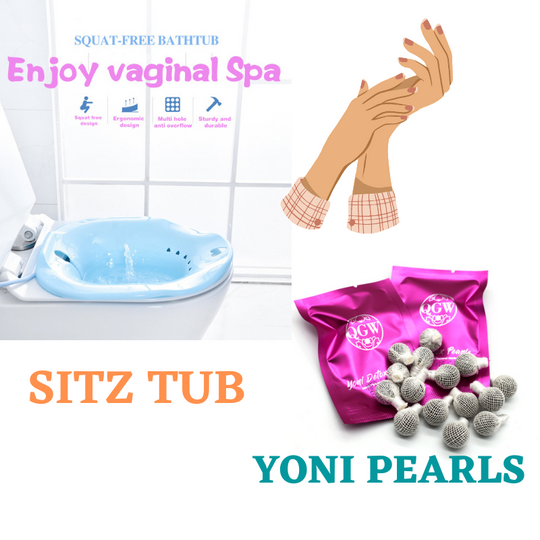 Yoni steam Seat with Hand Flusher-yoni Pearl-Vaginal Relaxation-Yoni Steaming-Seat Over Toilet-Soaking Sitz Bath Basin-Combo Pack