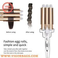 Basatry Ceramic Triple Barrel Hair Styler Care Curling(10 Pack)
