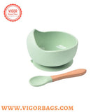 Silicone Bowl Set with Spoon Microwave and Dishwasher Safe Suction Plate(Bulk 3 Sets)
