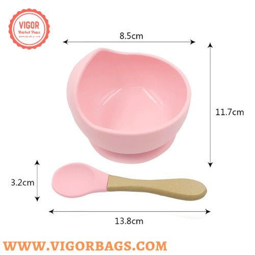 Silicone Bowl Set with Spoon Microwave and Dishwasher Safe Suction Plate(Bulk 3 Sets)