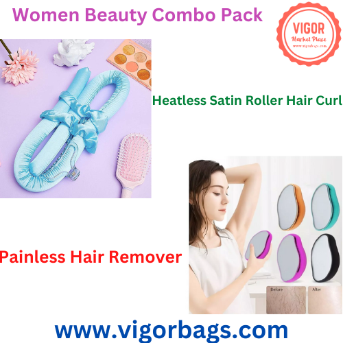Copy of Heatless Satin Roller Hair Curl & Magic Hair Remover for Arms Combo Pack - MOQ 10 Pcs